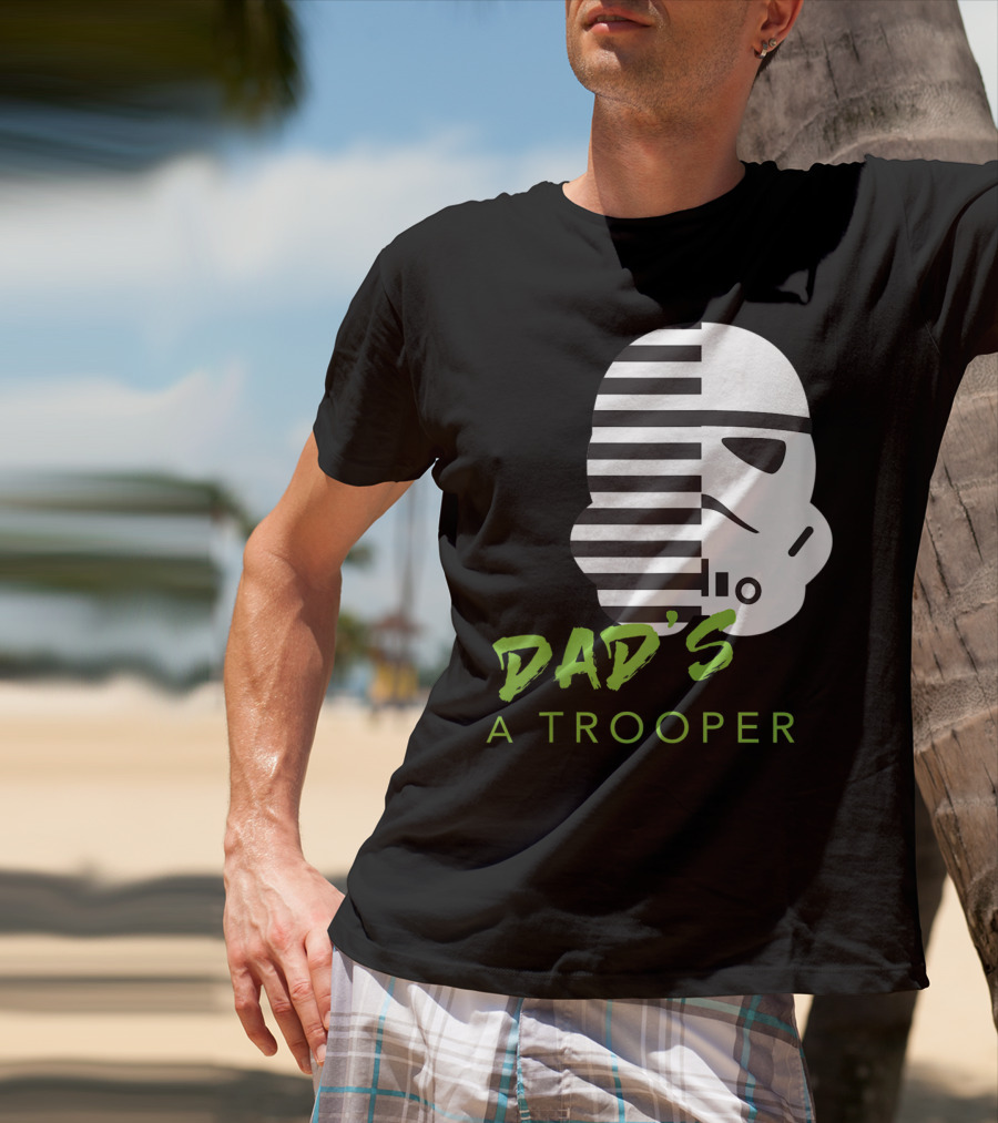 Star Wars Stormtrooper Dad's A Trooper Black And White Helmet T-Shirt