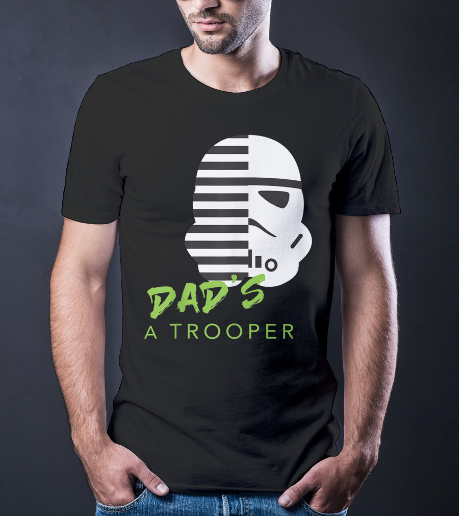 Star Wars Stormtrooper Dad's A Trooper Black And White Helmet T-Shirt