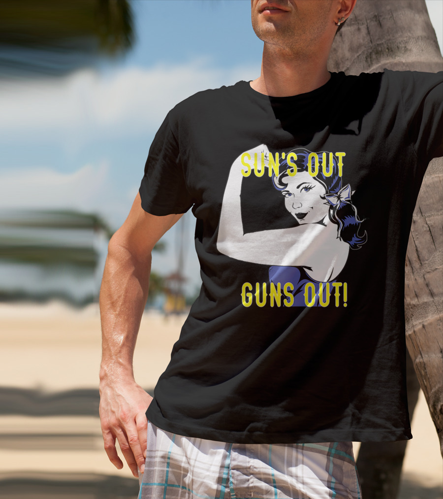 Sun's Out Guns Out Iconic Rosie The Riveter Motif T-Shirt