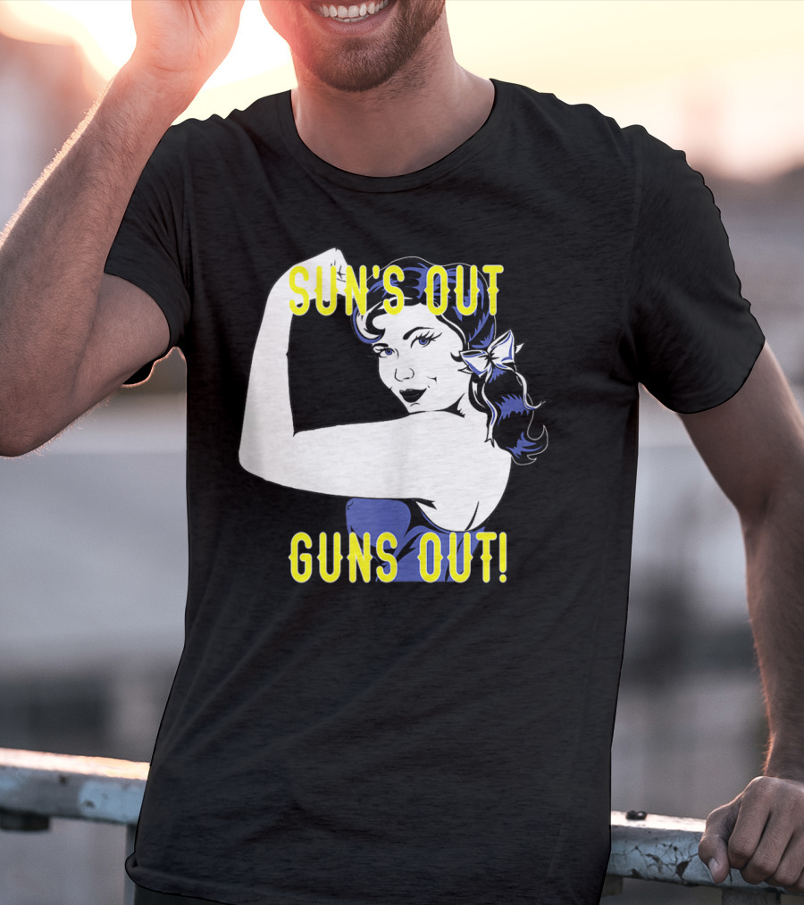 Sun's Out Guns Out Iconic Rosie The Riveter Motif T-Shirt
