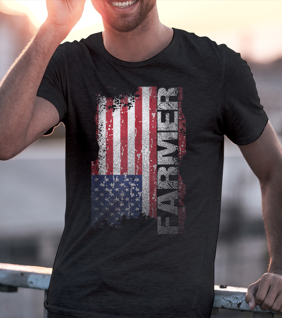 USA Flag Farmer American Farmers T-Shirt