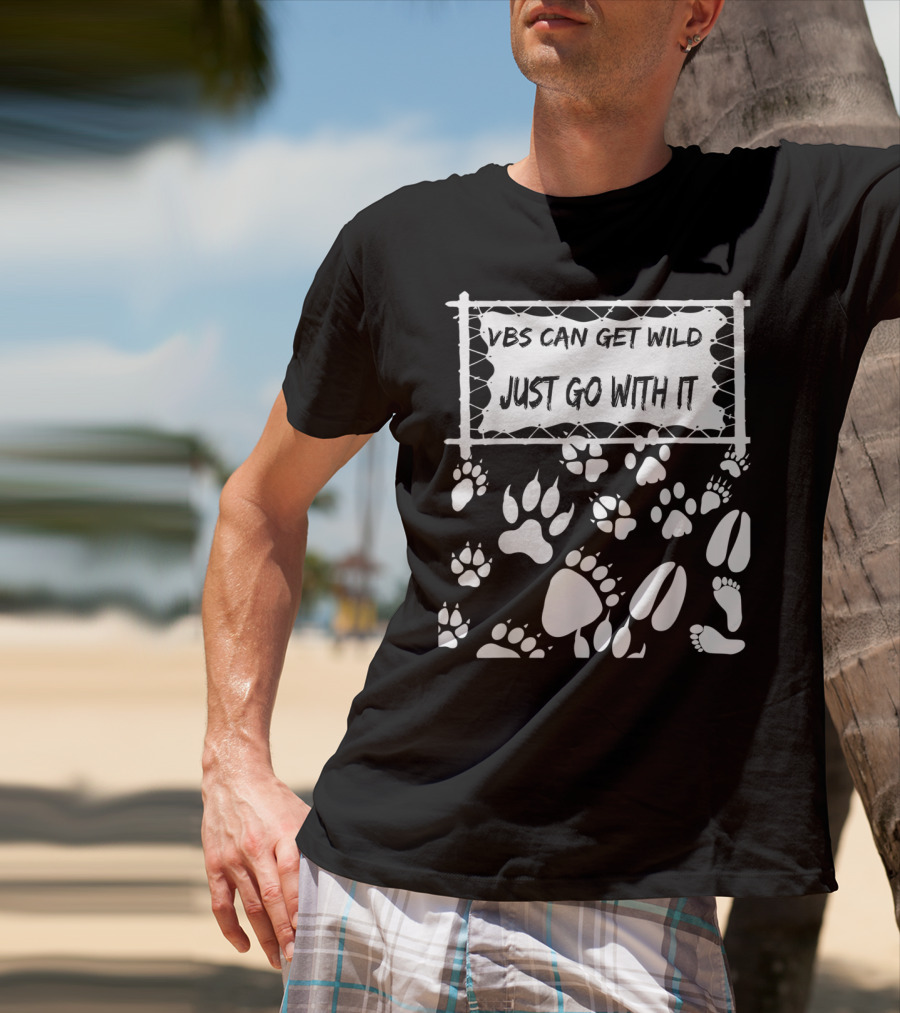 VBS Can Get Wild Just Go With It Animal Footprints Fence T-Shirt