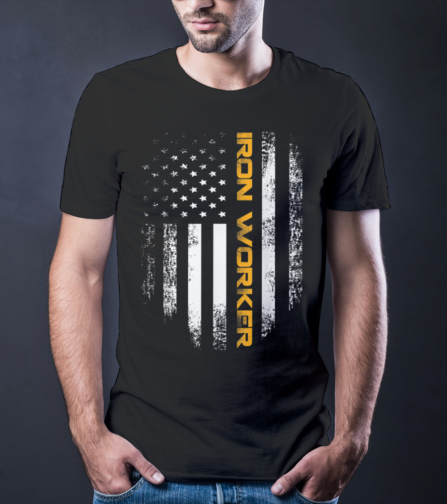 Vintage American USA Flag Iron Worker T-Shirt