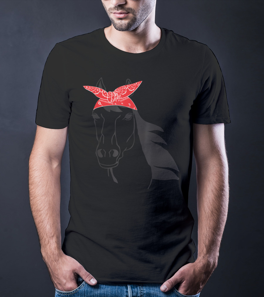 Funny Horse Lover Cowgirl Western Bandanna Red Bandana T-Shirt
