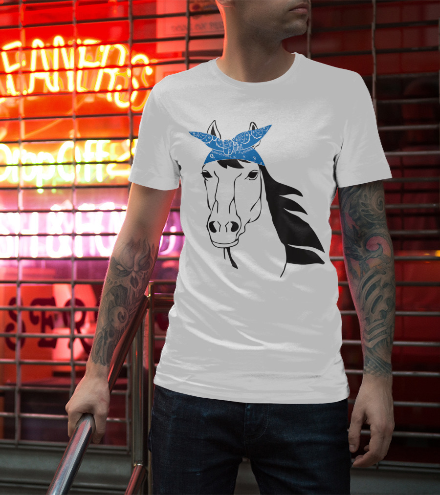 Cowgirl Horse Mom Farm Country Girl With Blue Bandana T-Shirt