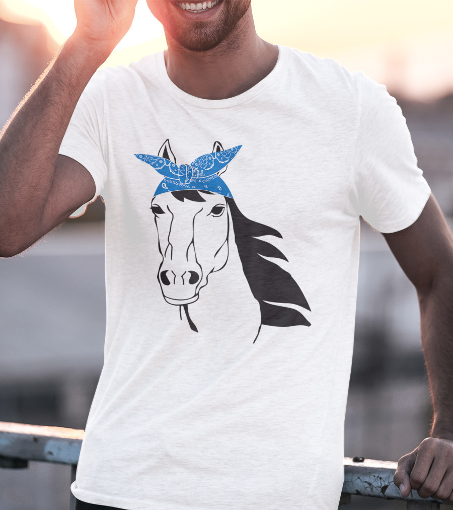 Cowgirl Horse Mom Farm Country Girl With Blue Bandana T-Shirt