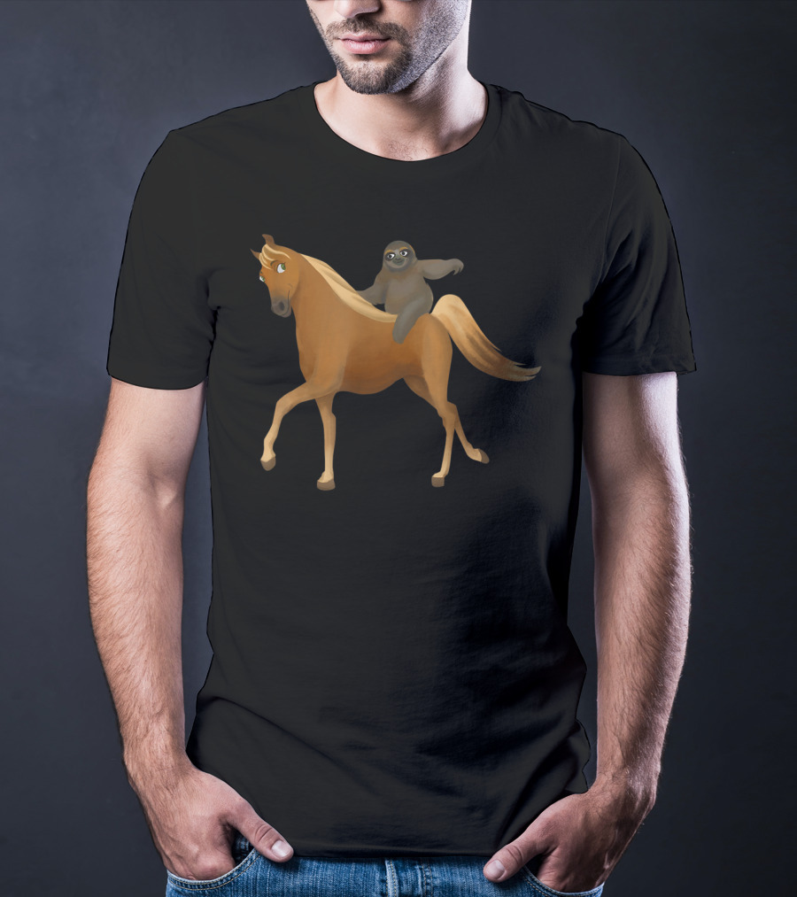 Funny Sloth Riding Horse Pony T-Shirt