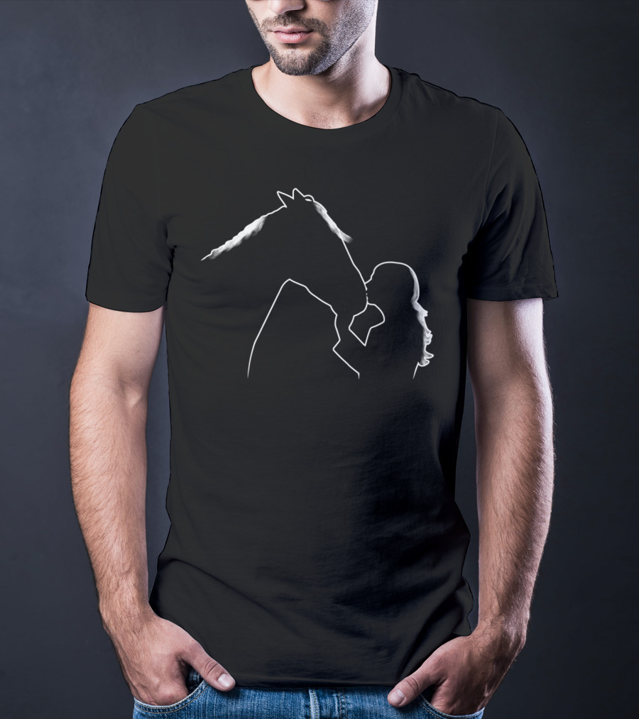 Girl Kissing Horse Silhouette For Girls Horse Lovers T-Shirt