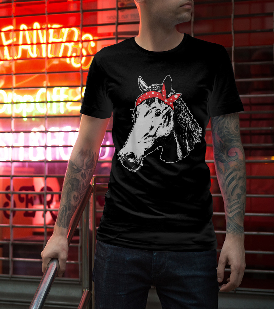 Funny Horse Red Bandana I Love Horse T-Shirt