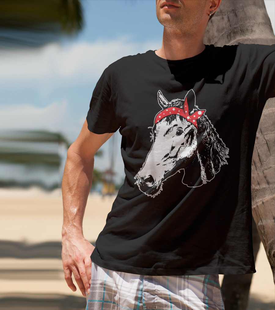 Funny Horse Red Bandana I Love Horse T-Shirt
