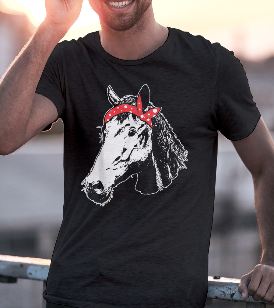 Funny Horse Red Bandana I Love Horse T-Shirt