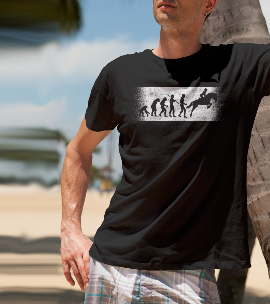 Funny Horse Riding Evolution Ofman Silhouette Progression T-Shirt
