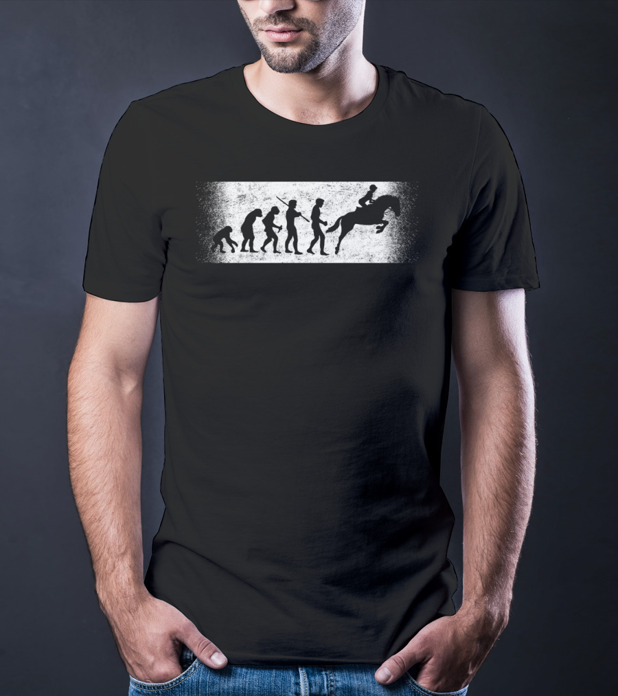 Funny Horse Riding Evolution Ofman Silhouette Progression T-Shirt