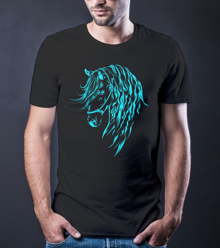 Glowing Forelock Horse Blueprint T-Shirt