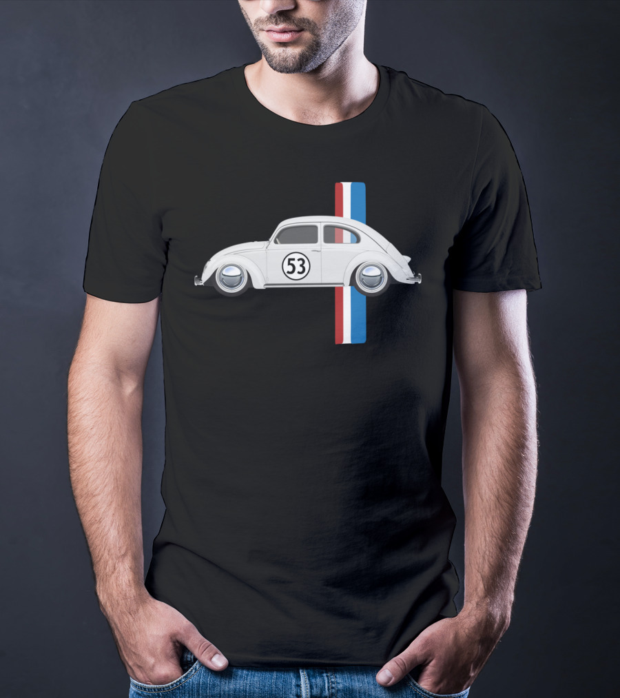 Classic Vintage Car Oldtimer 53 Bug Buggy With Red White Blue Stripes T-Shirt