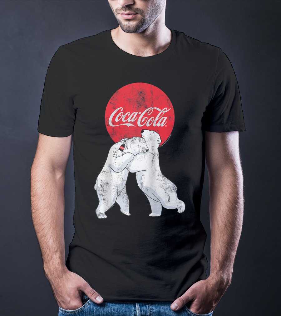 Coca-Cola Christmas Polar Bears Hugging With Red Circle Classic BL T-Shirt
