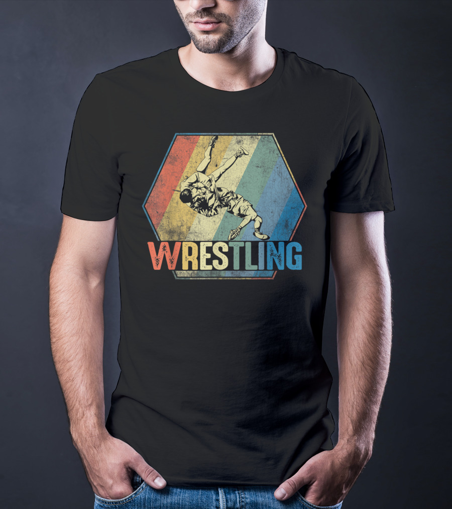 Retro Style Wrestling Throwdown Classic Sports Action T-Shirt