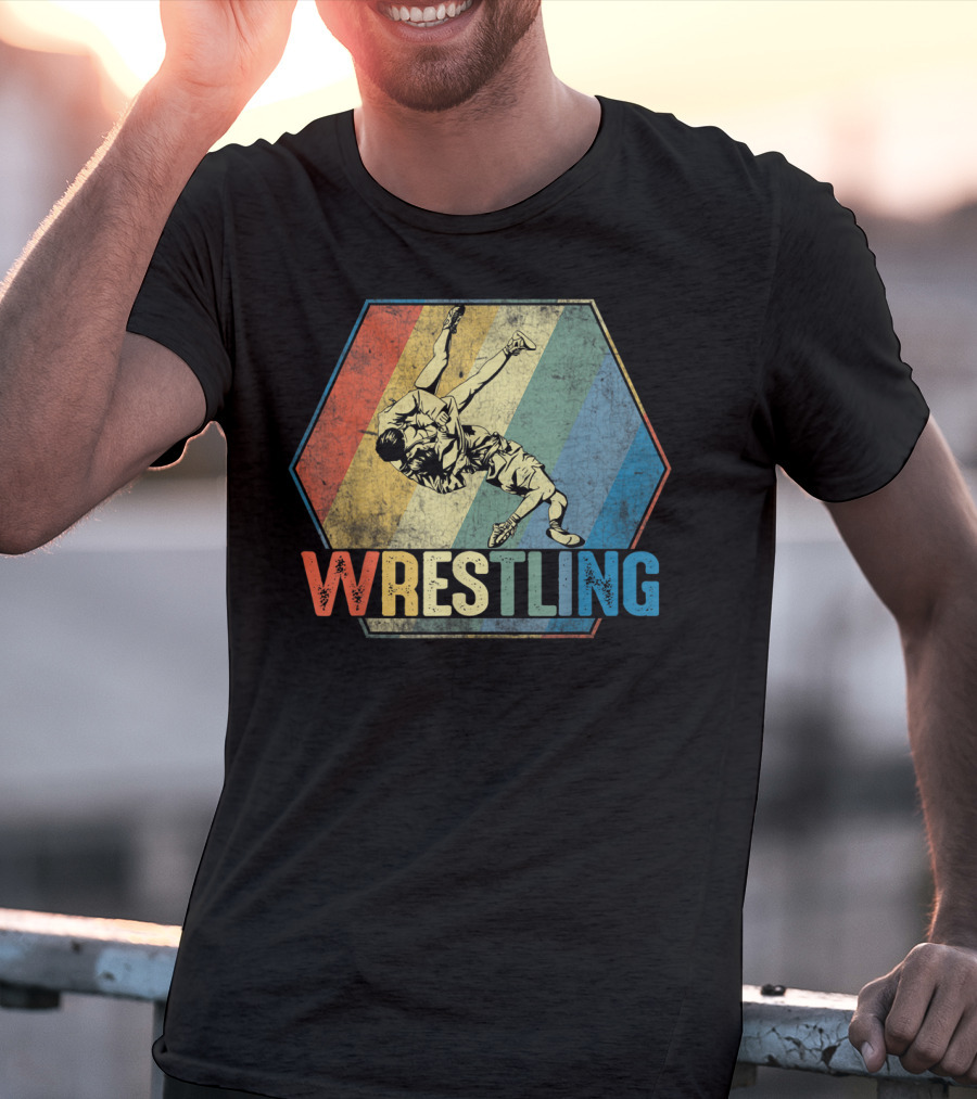 Retro Style Wrestling Throwdown Classic Sports Action T-Shirt