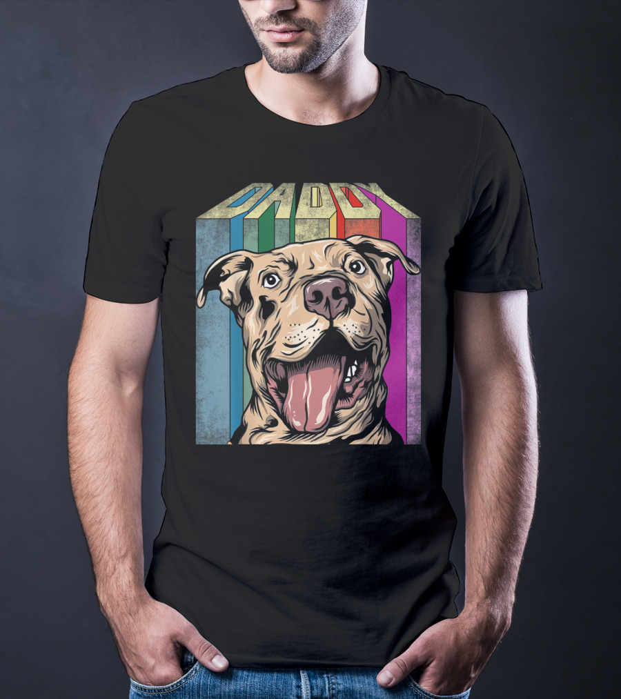 Daddy Colorful Pitbull Dog T-Shirt