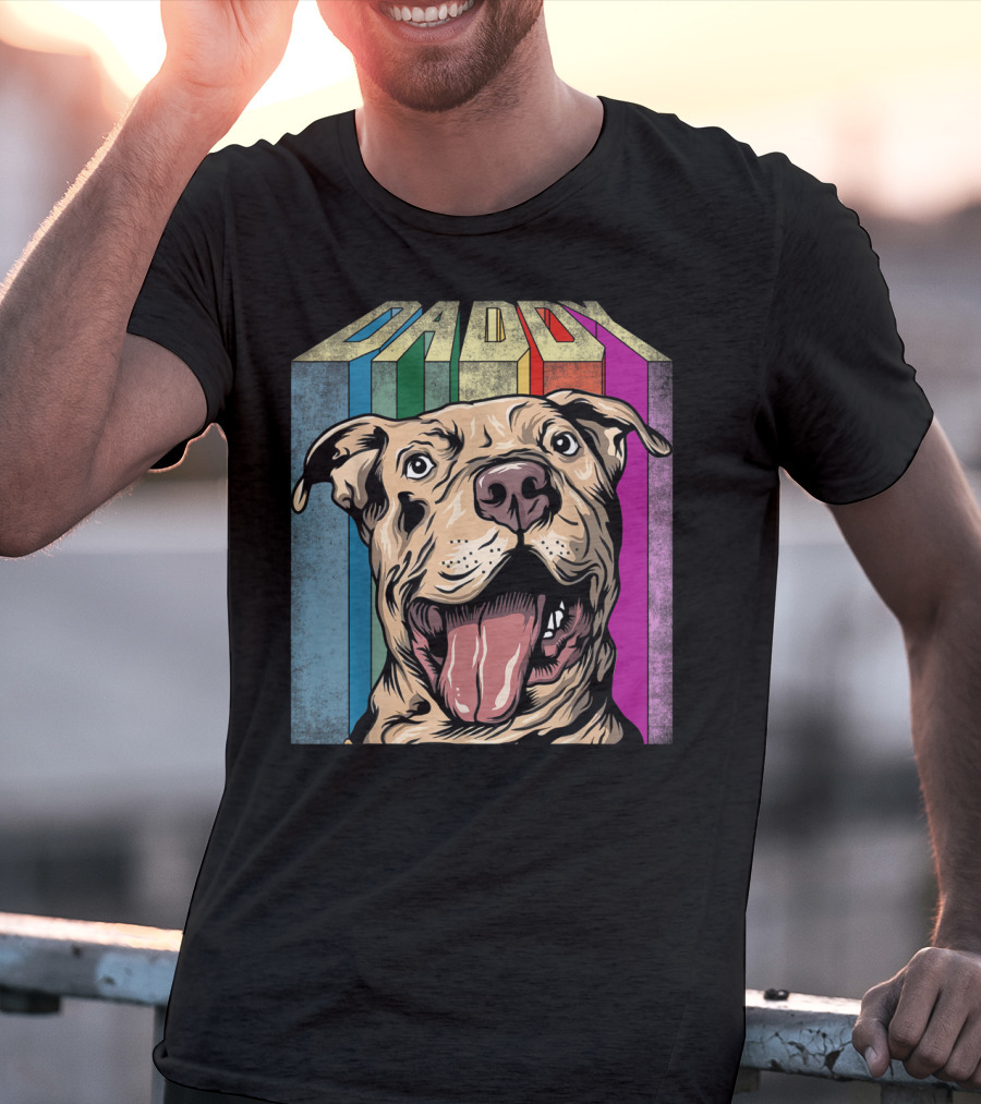Daddy Colorful Pitbull Dog T-Shirt