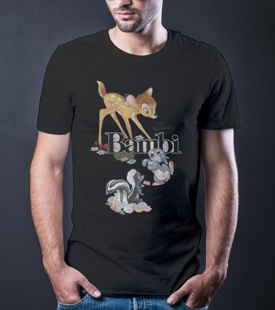 Disney Bambi Classic Group Shot Bambi Flower Thumper T-Shirt