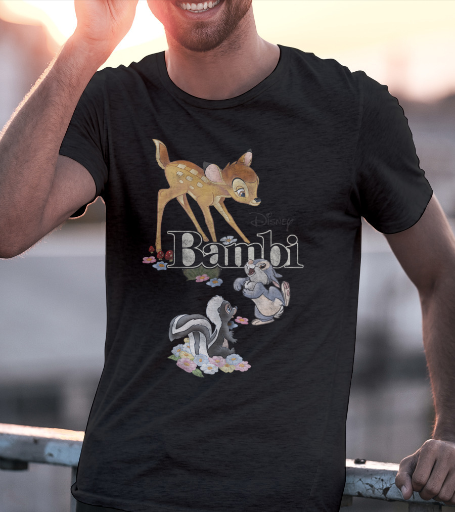 Disney Bambi Classic Group Shot Bambi Flower Thumper T-Shirt