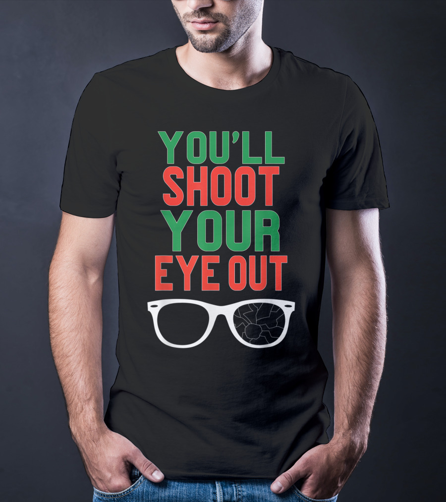 You'll Shoot Your Eye Out Funny Classic Christmas Glasses Cracked Lens T-Shirt