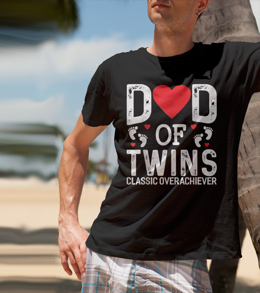 Dad Heart Of Twins Classic Overachiever Twins T-Shirt