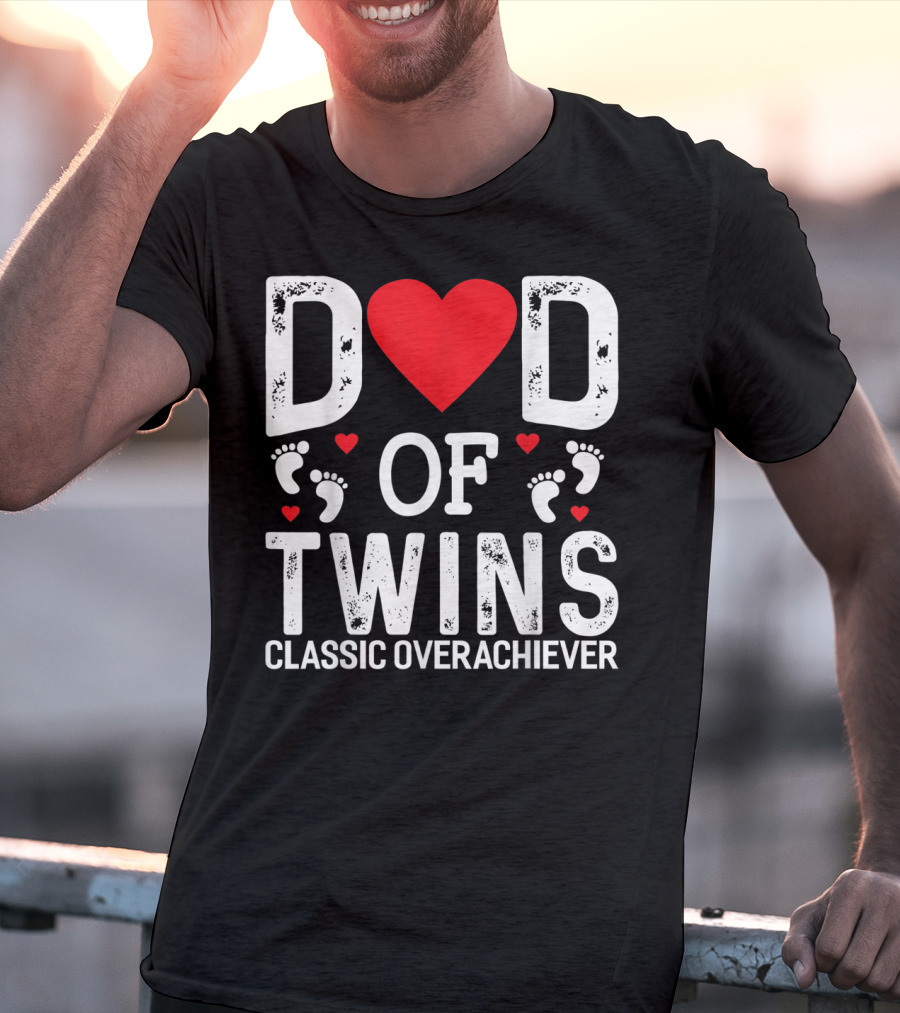 Dad Heart Of Twins Classic Overachiever Twins T-Shirt