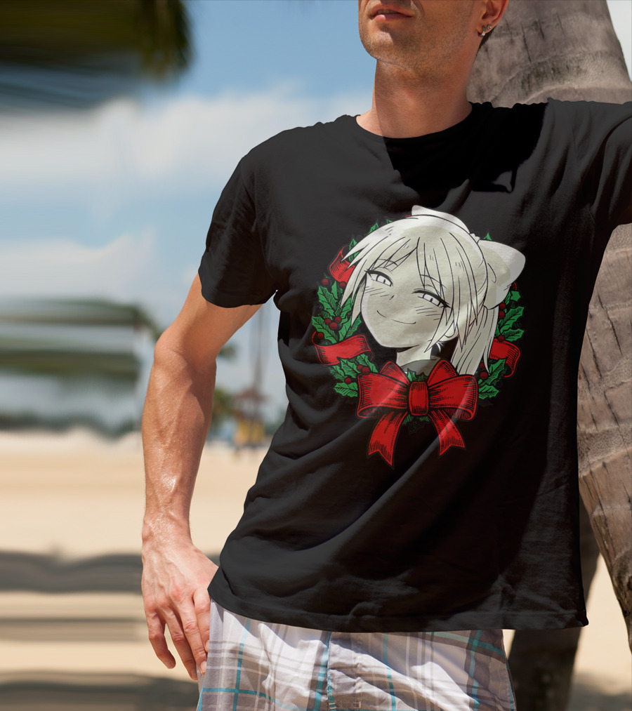 Funny Merry Christmas Manga Classic Wreath Happy T-Shirt