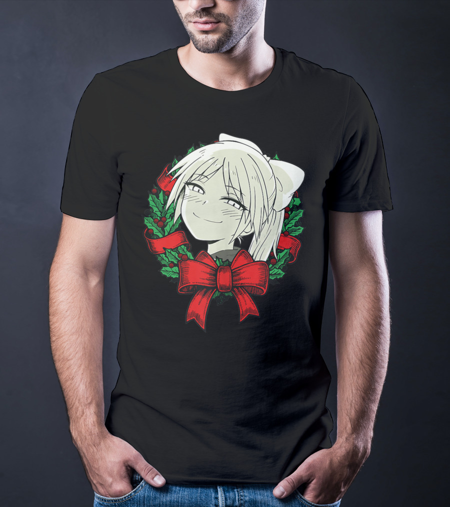 Funny Merry Christmas Manga Classic Wreath Happy T-Shirt