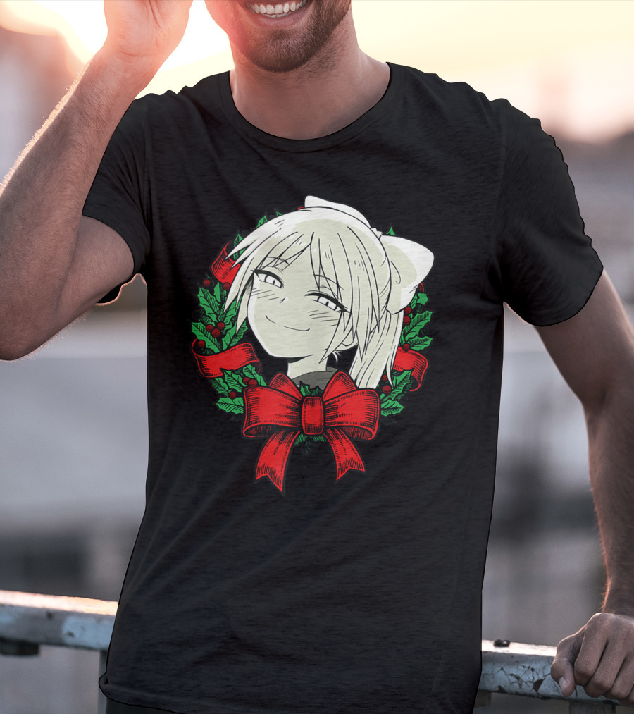Funny Merry Christmas Manga Classic Wreath Happy T-Shirt