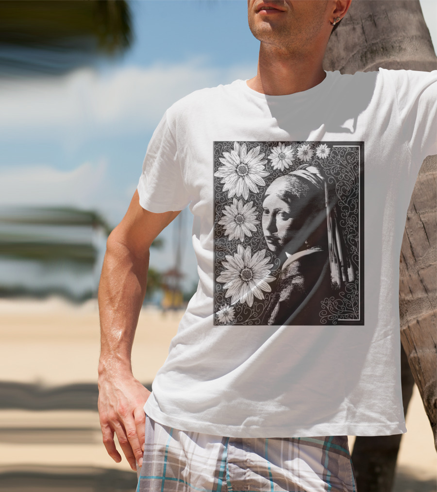 Girl With A Pearl Earring Floral T-Shirt
