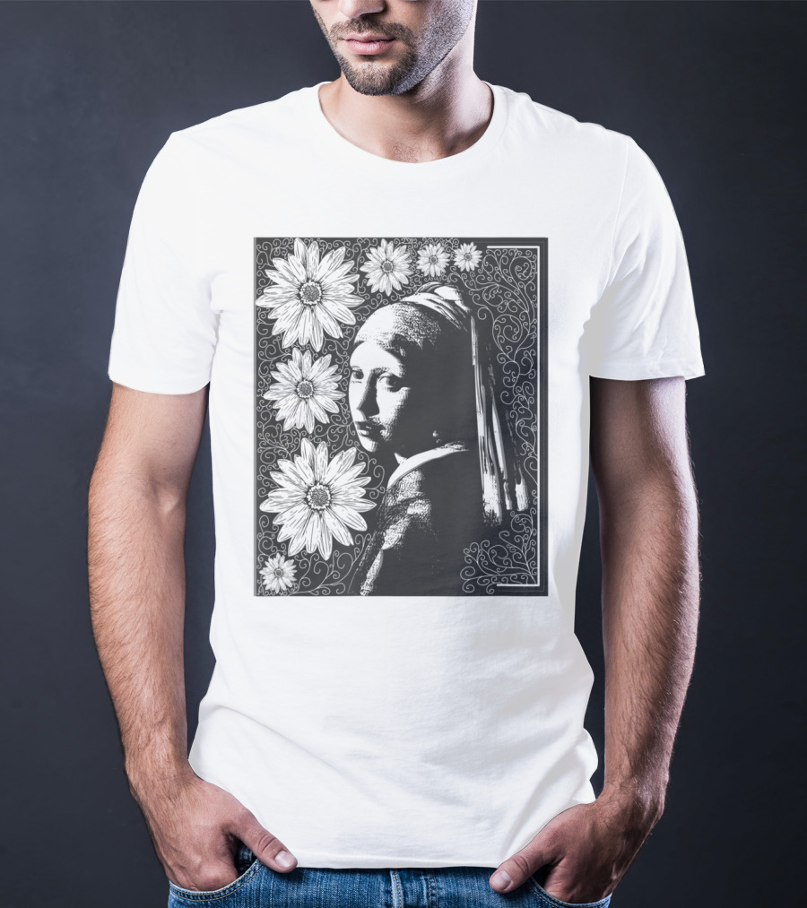 Girl With A Pearl Earring Floral T-Shirt