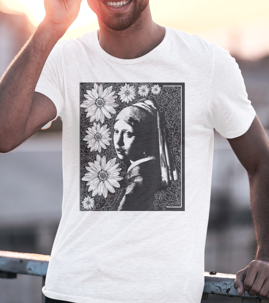 Girl With A Pearl Earring Floral T-Shirt