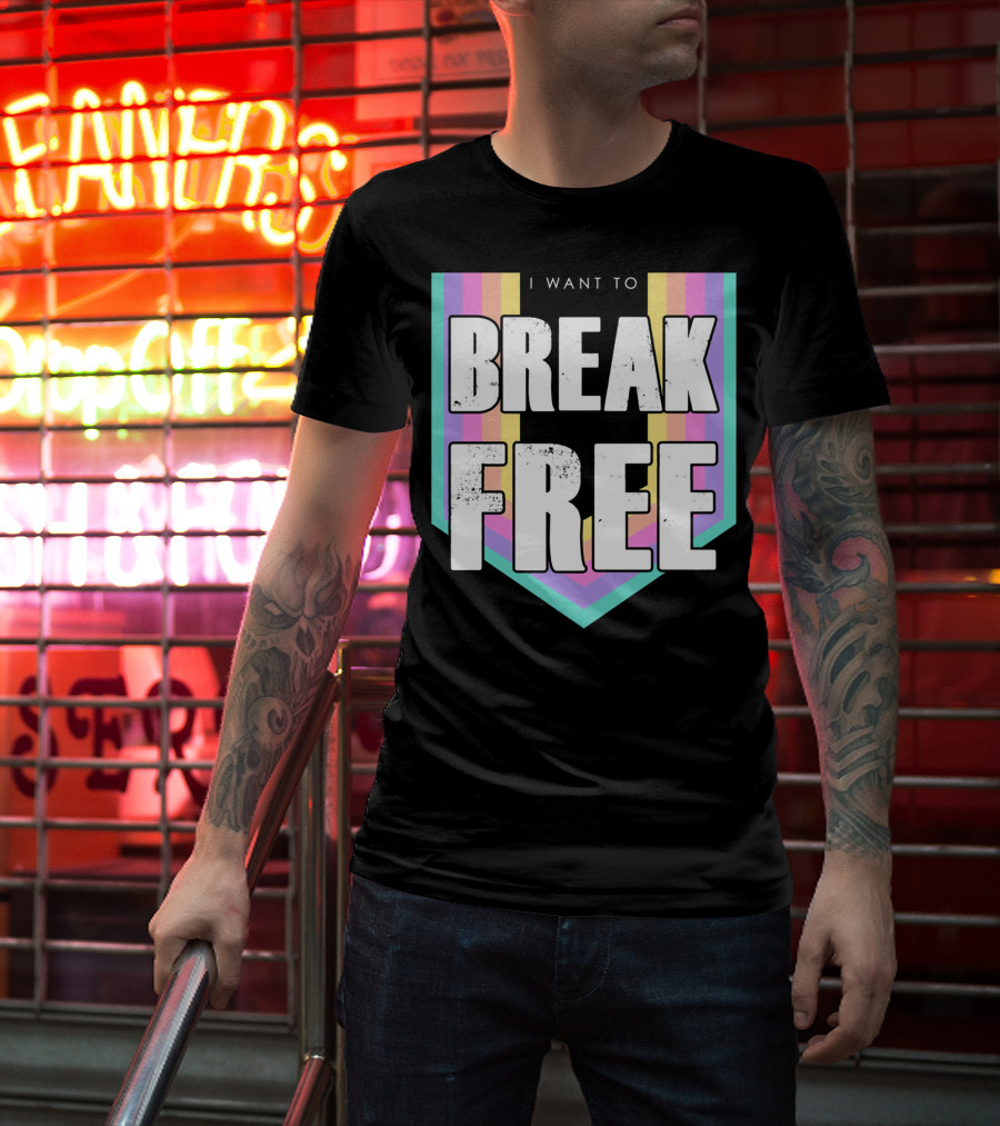 I Want To Break Free Classic Rock Music Retro Style Rainbow Stripes T-Shirt