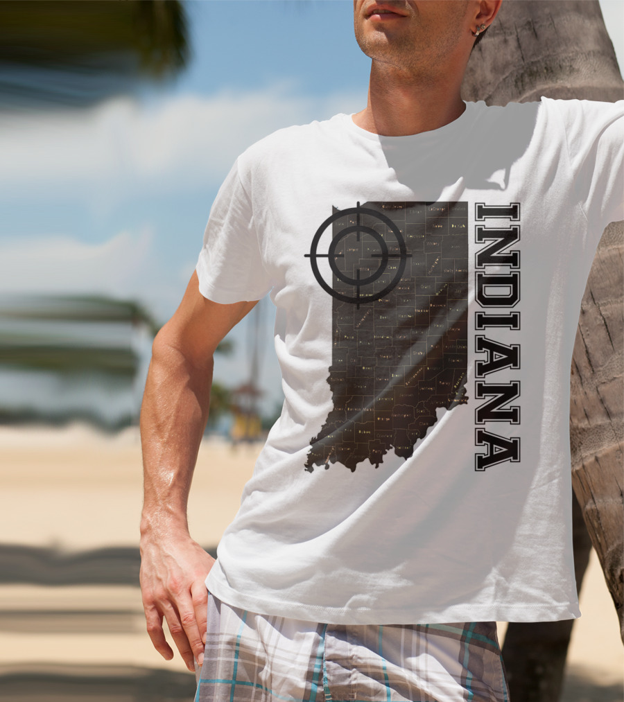 Indiana Map County Outline Vintage Classic Black EJ Maze T-Shirt