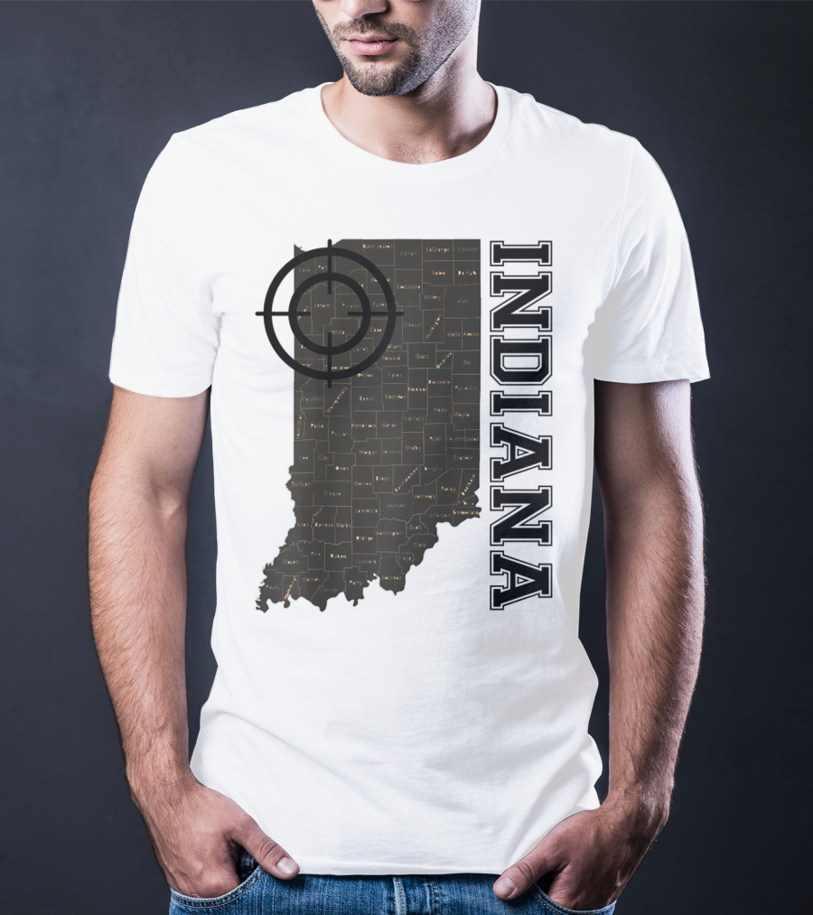 Indiana Map County Outline Vintage Classic Black EJ Maze T-Shirt