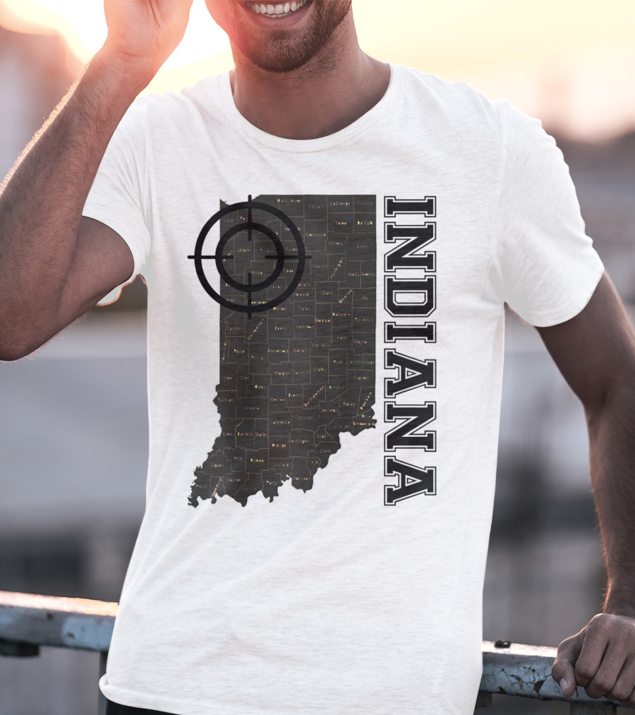 Indiana Map County Outline Vintage Classic Black EJ Maze T-Shirt