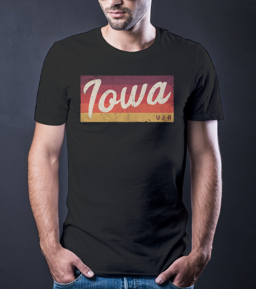 Iowa USA Vintage Classic Retro Stripes T-Shirt