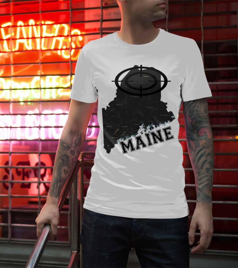 Maine Maps Classic Vintage Fun Target Overlay T-Shirt