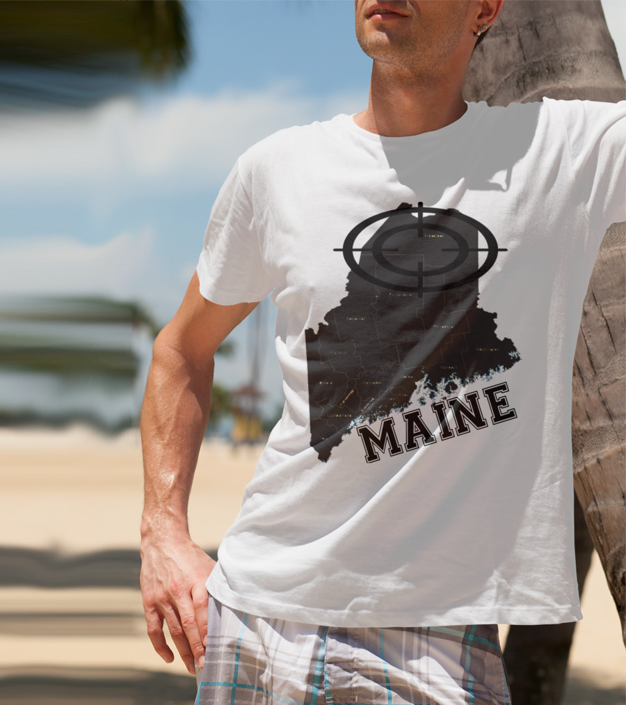 Maine Maps Classic Vintage Fun Target Overlay T-Shirt
