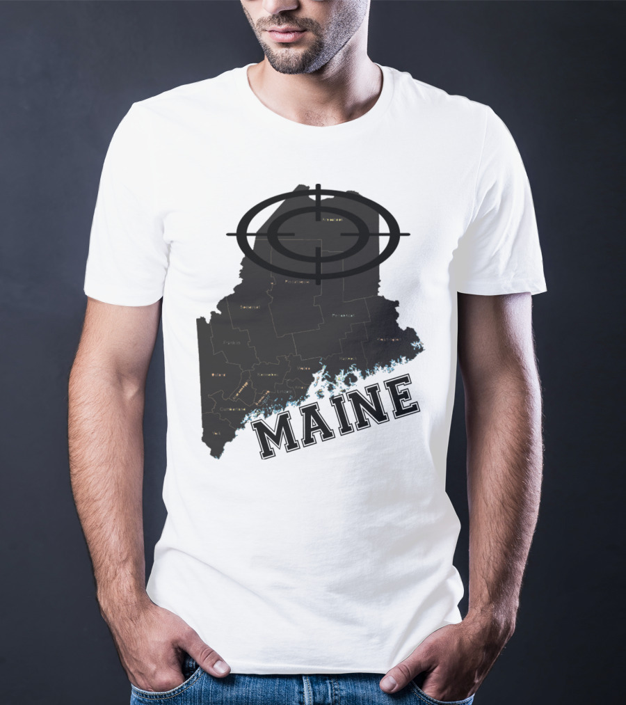 Maine Maps Classic Vintage Fun Target Overlay T-Shirt