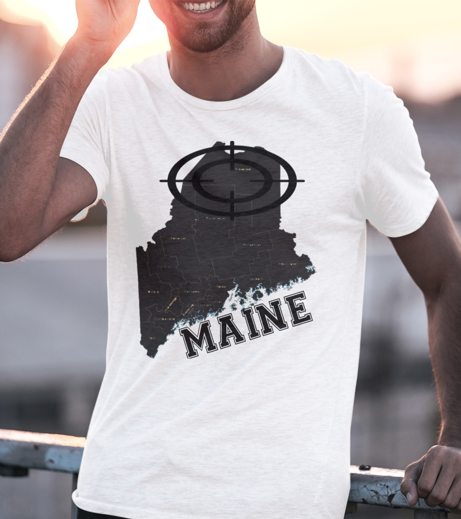 Maine Maps Classic Vintage Fun Target Overlay T-Shirt