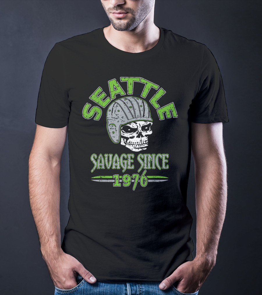 Seattle Savage Skull Helmet Since 1976 T-Shirt