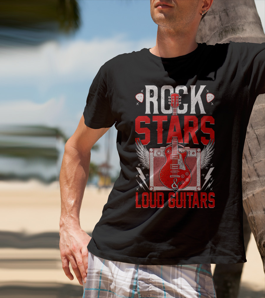 Rock Stars Loud Guitars Vintage Amplifier And Wings T-Shirt