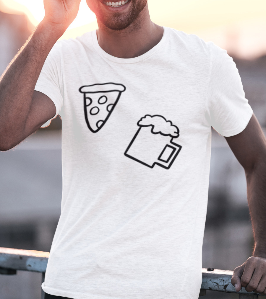 Simple Best Casual Beer And Pizza Icons T-Shirt