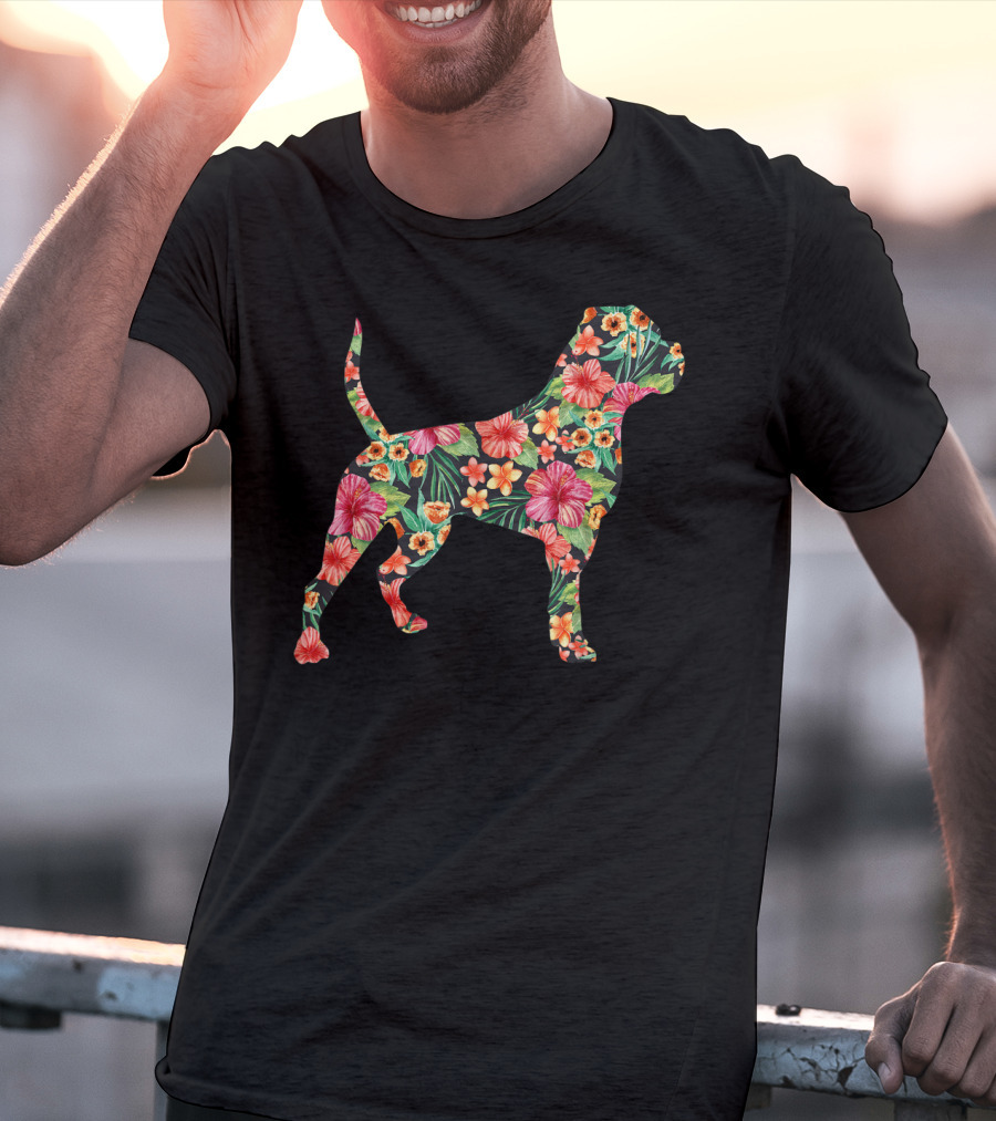 American Bulldog Tropical Floral T-Shirt
