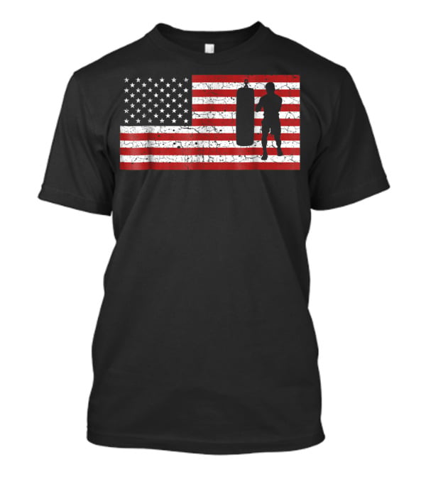 American Flag Boxing Silhouette Training T-Shirt