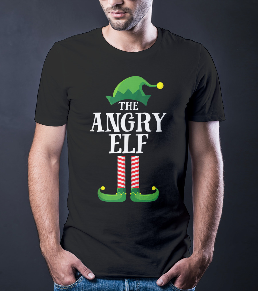 The Angry Elf Matching Family Group Hat And Striped Legs T-Shirt